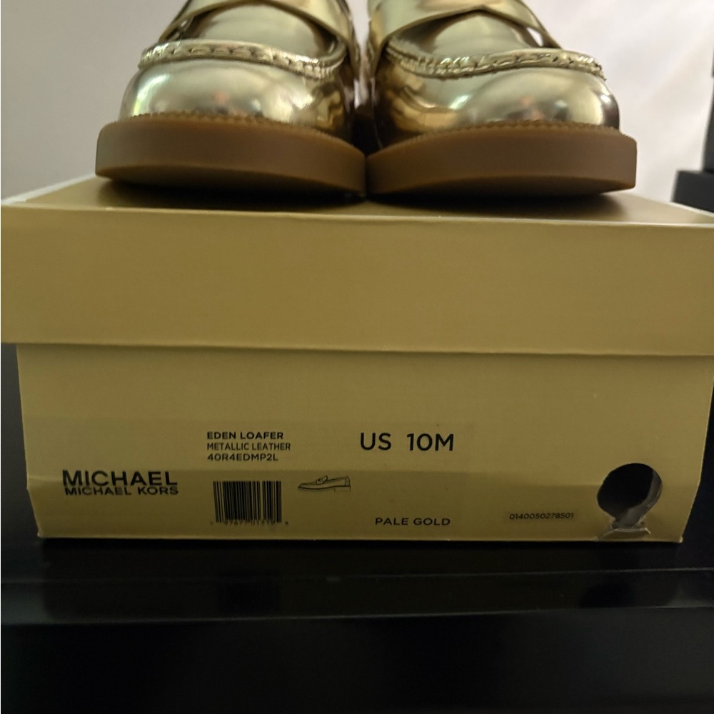 Michael Kors Metallic Gold Loafers - Picture 2 of 2